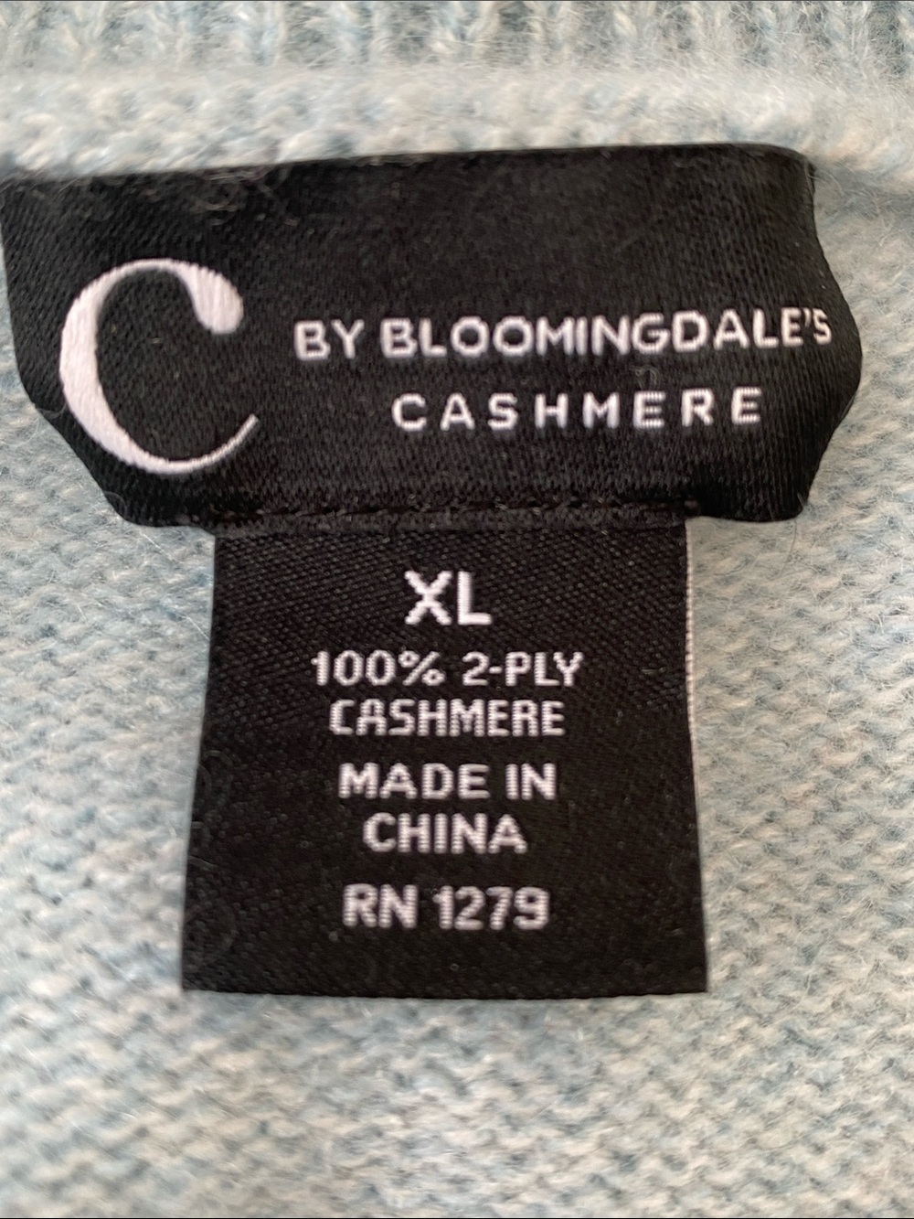 C by Bloomingdale's Light Teal Blue Cashmere Sweater XL Half Zip Quiet Luxury - Picture 8 of 9